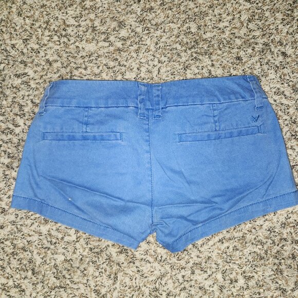 American Eagle Outfitters Women’s Blue Shortie Chino Shorts Size 00 Stretch Cott - Picture 2 of 5